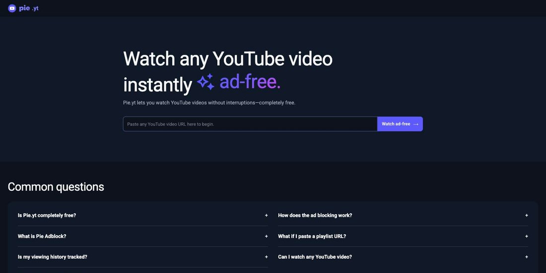 pie.yt, an ad-free YouTube viewer
