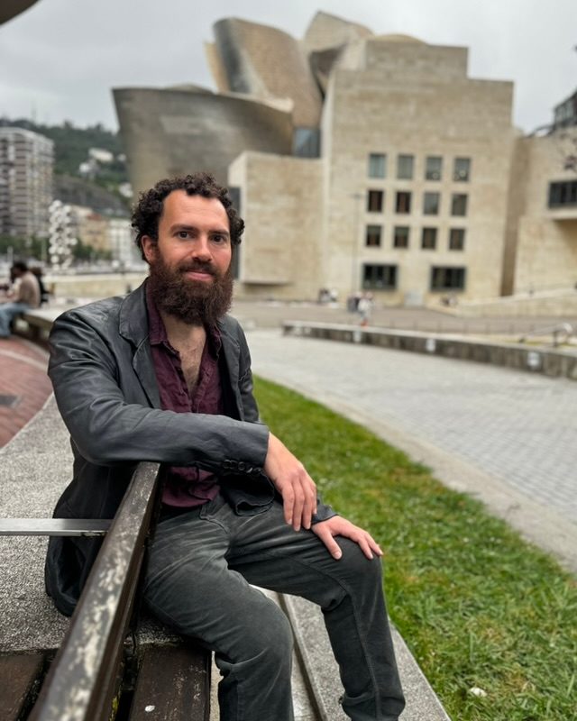 Zack Babtkis in Bilbao, in front of the Guggenheim